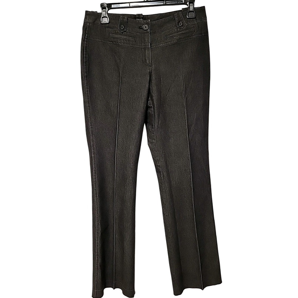 Nicole Miller Dressy Black Stretch Jeans Button Tab Belt Loops Slit Pockets Sz 6